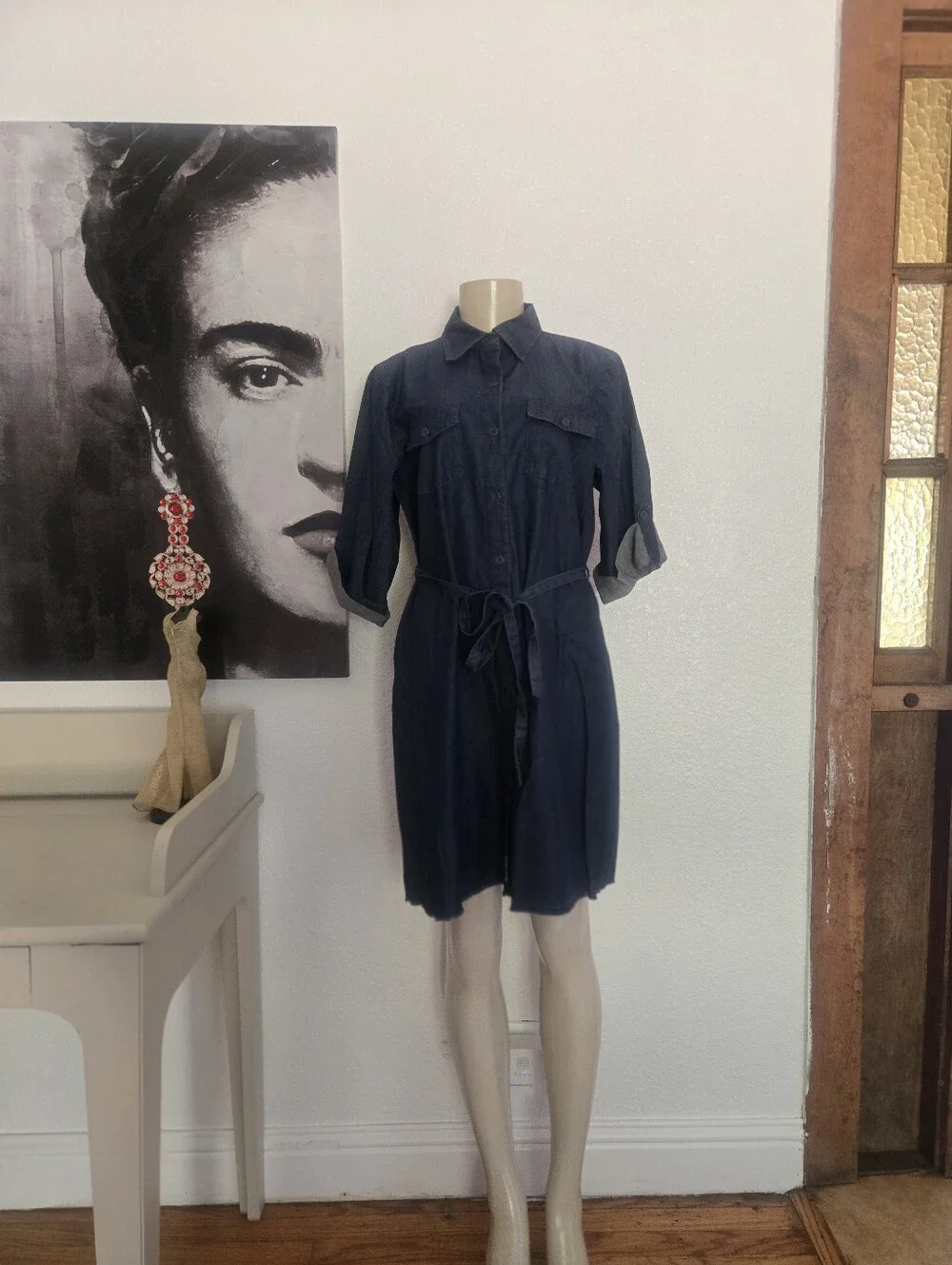 NWT Womens Speed Control New York Denim Shirt Dress Size Large Color Denim Blue